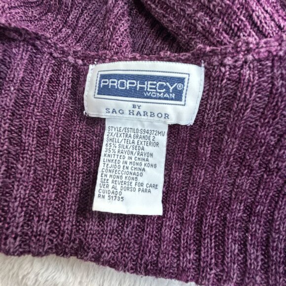 Prophecy By Sag Harbor Womens Purple Knit Cardigan Sweater 2X Silk Blend Buttons - Picture 3 of 9